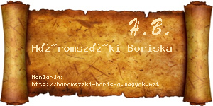 Háromszéki Boriska névjegykártya